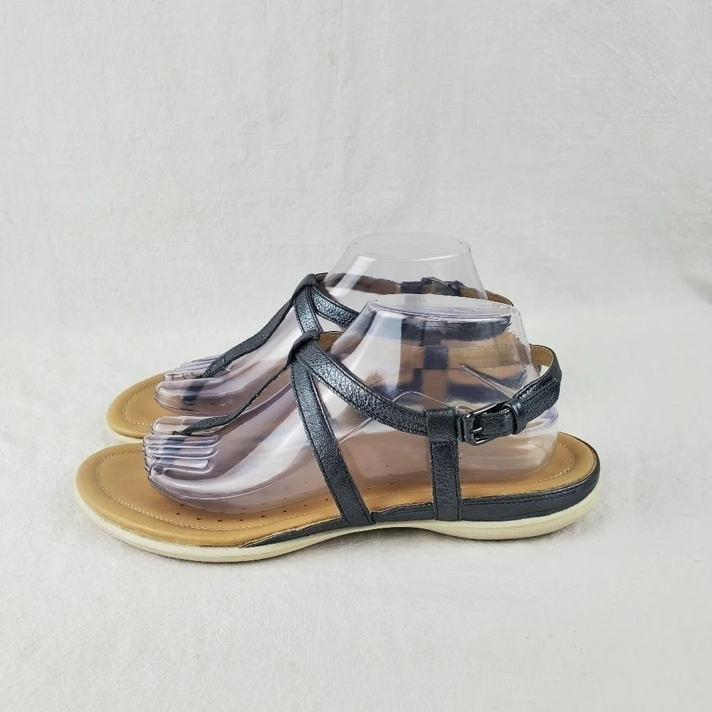Ecco grey metallic thong sandals size 42